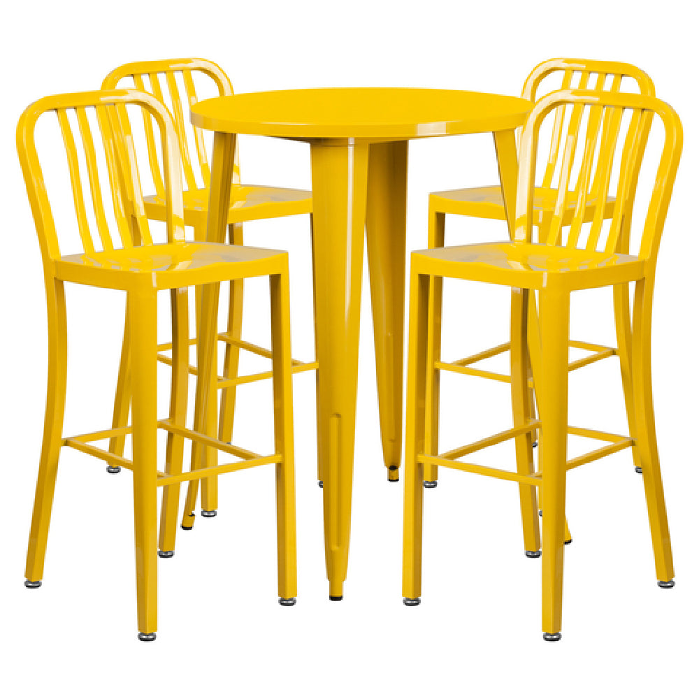 Flash Furniture CH-51090BH-4-30VRT-YL-GG Table And Bar Stool Set Includes (1) 30" Dia. X 41"H Table