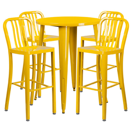 Flash Furniture CH-51090BH-4-30VRT-YL-GG Table And Bar Stool Set Includes (1) 30" Dia. X 41"H Table