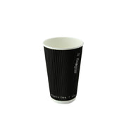 PacknWood 210GCRWB10N - Black Rippled Wall Cup Without Plastic, 10oz, 3.5" D X 3.4" H