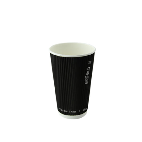PacknWood 210GCRWB10N - Black Rippled Wall Cup Without Plastic, 10oz, 3.5" D X 3.4" H