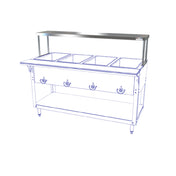 NBR Equipment HT-4-SOS Single Overshelf Fits Hot Food Tables With (4) Wells 58-3/8"W X 12" Deep Top Shelf