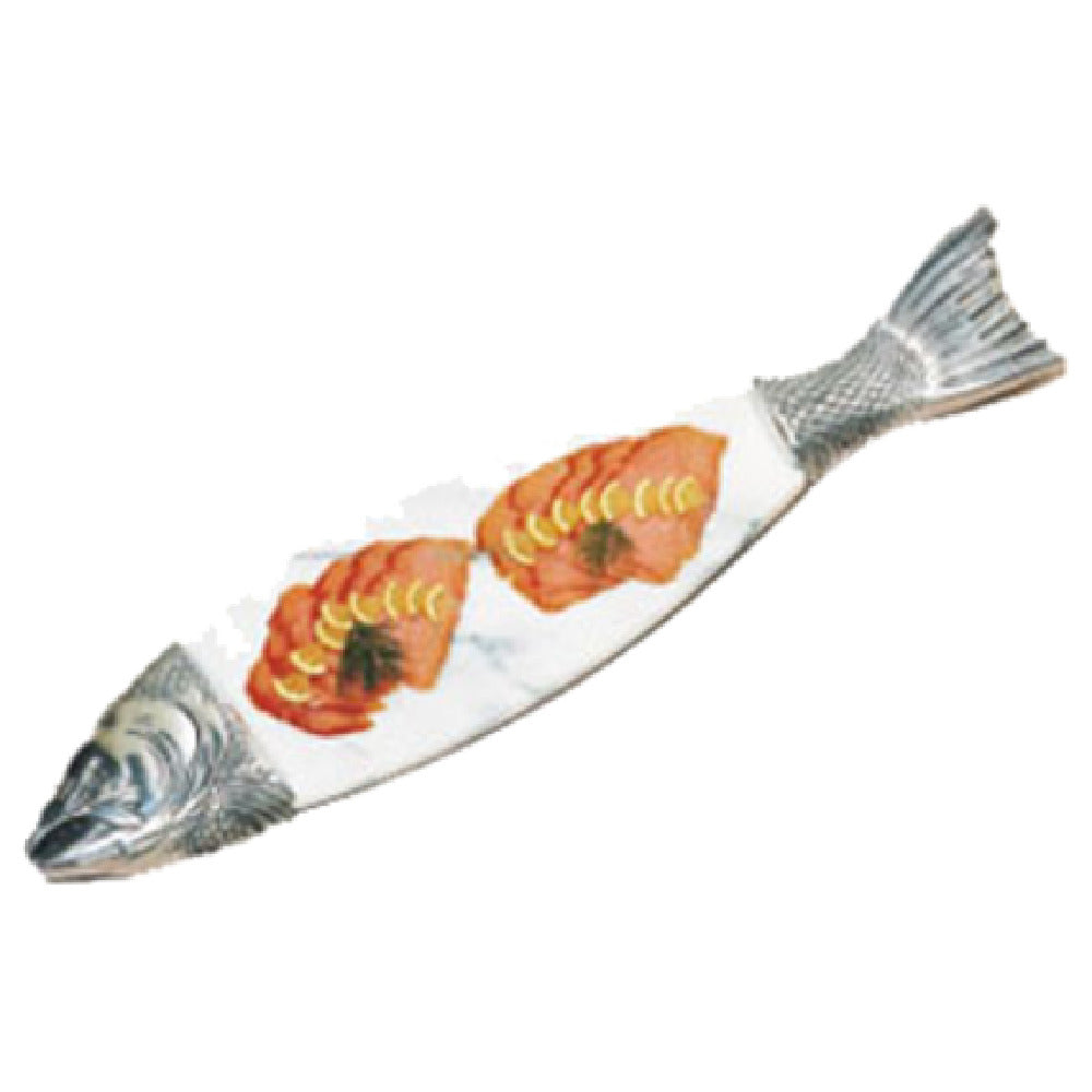 Bon Chef 9004M Salmon Dish 8" X 36" Marble Body & Aluminum Head & Tail With Pewter-Glo Finish