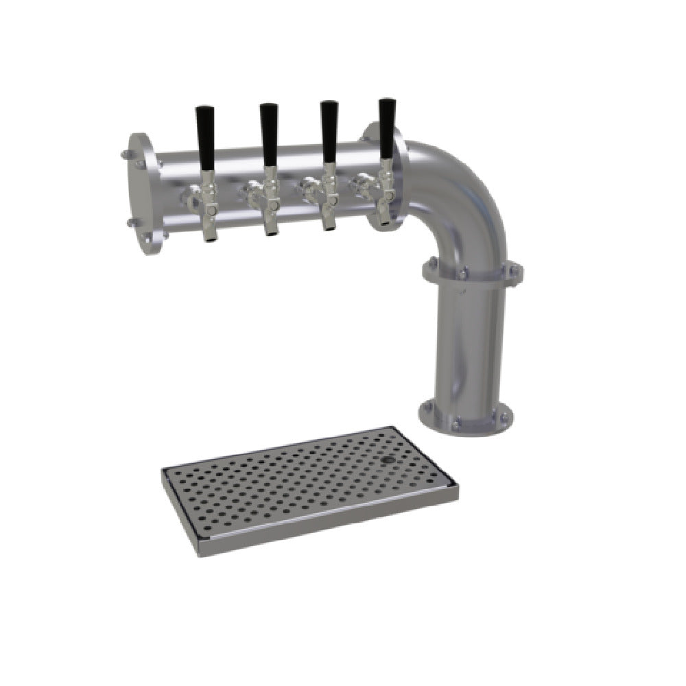 Glastender PC-4-SSR Pipe Cantilever Draft Dispensing Tower Countertop (4) Stainless Steel Faucets (handles Not Included)