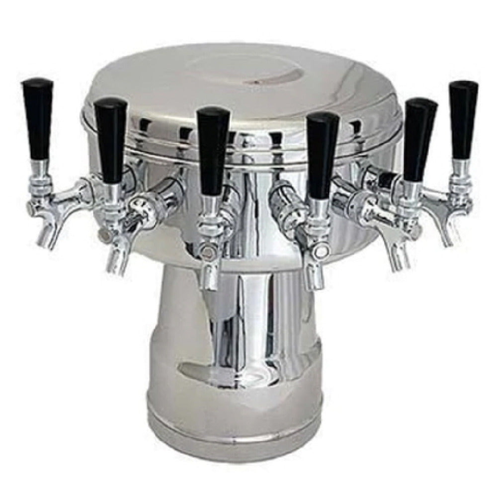 Glastender MT-5-PB Mushroom Draft Dispensing Tower (5) Stainless Steel Faucets (handles Not Included)