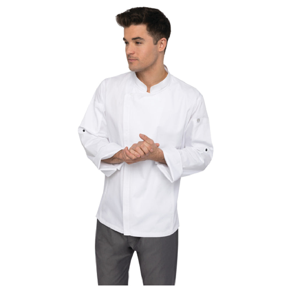 Chef Works BCLZ008WHTXS Hartford Chef Coat Single-breasted Roll-up Long Sleeves With Tab