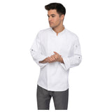 Chef Works BCLZ008-WHT-L Hartford Chef Coat Single-breasted Roll-up Long Sleeves With Tab