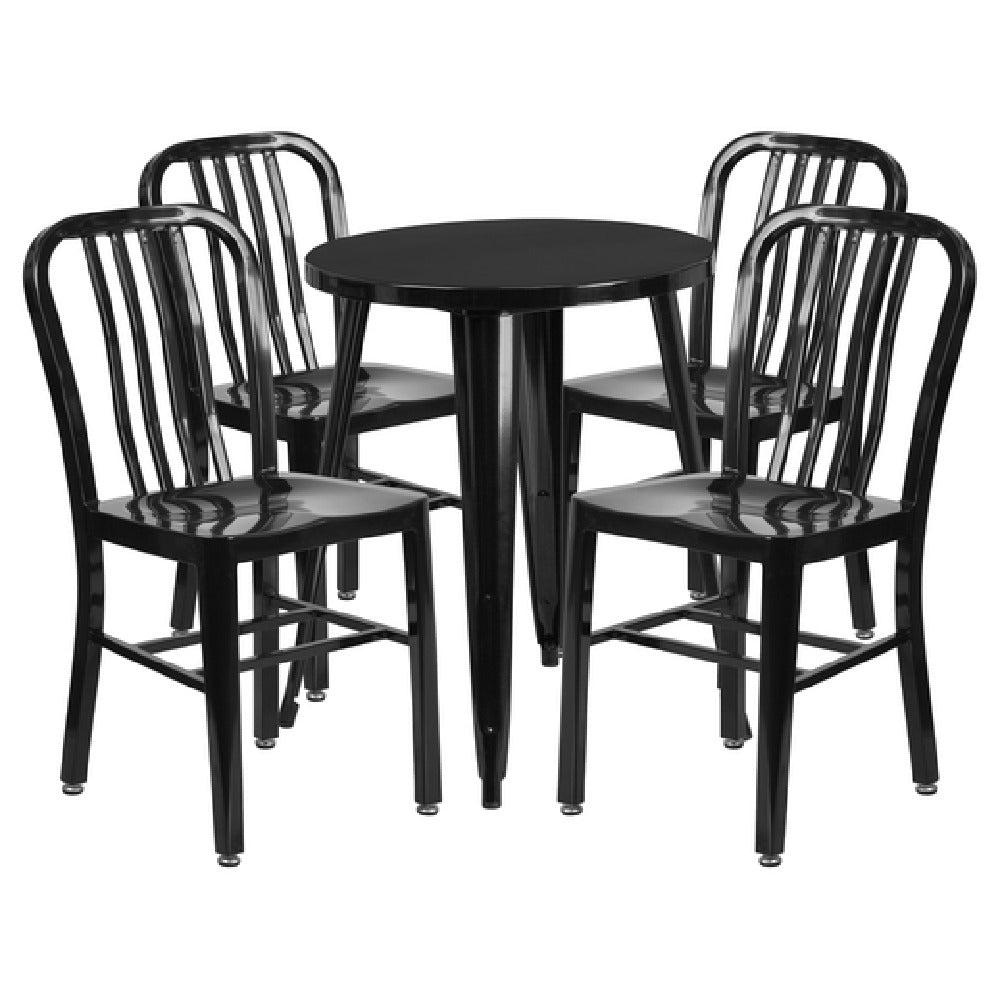 Flash Furniture CH-51080TH-4-18VRT-BK-GG Table And Chair Set Includes (1) 24" Dia. X 29"H Table