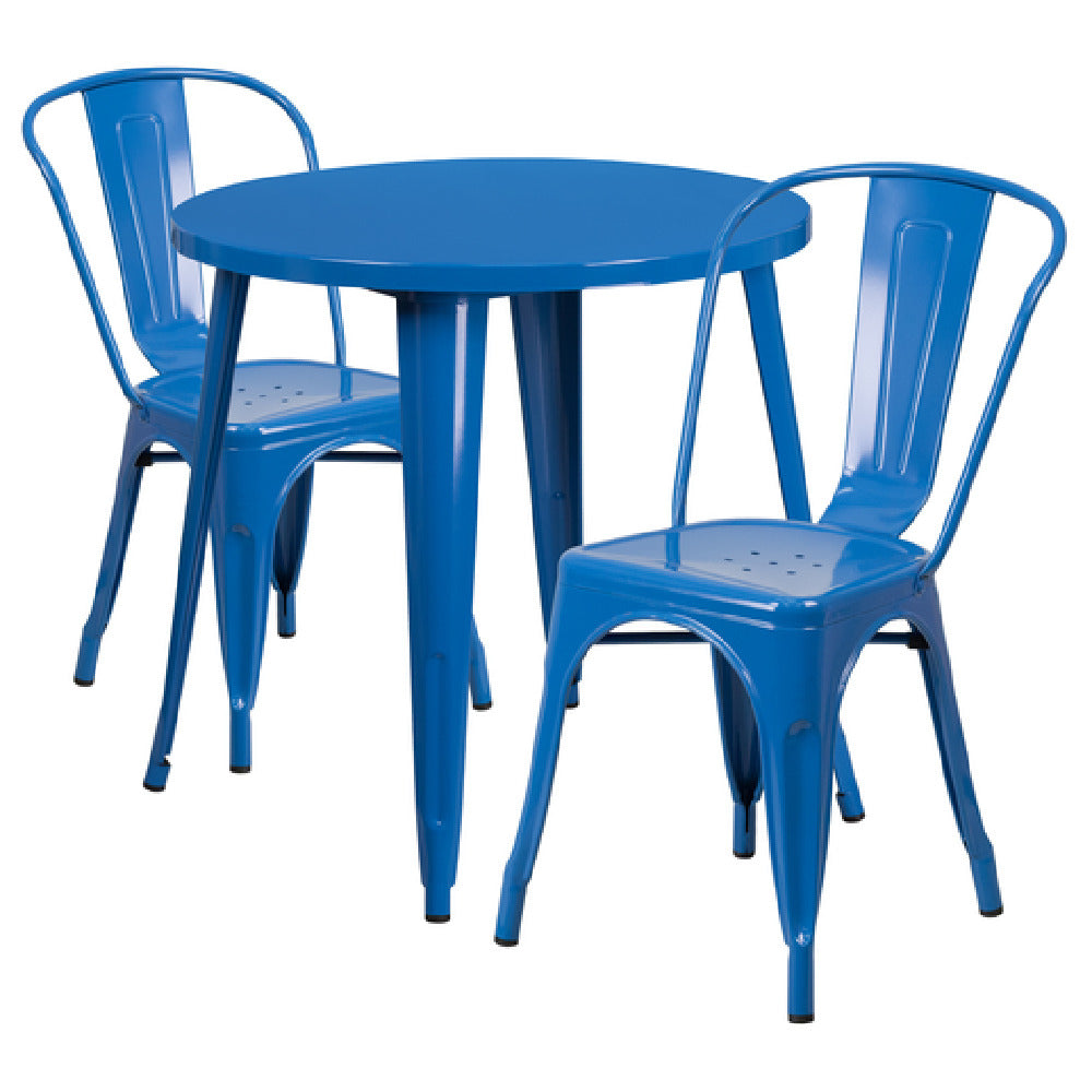 Flash Furniture CH-51090TH-2-18CAFE-BL-GG Table And Chair Set Includes (1) 30" Dia. X 29-1/2"H Table