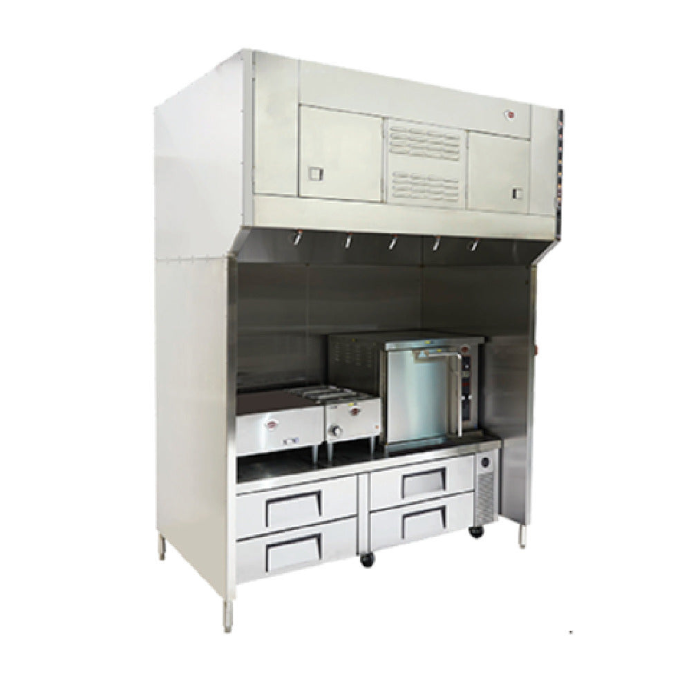 Wells WVU-72_208/60/1 Universal Ventless Hood 72" Cooking Zone Vertical Air Discharge