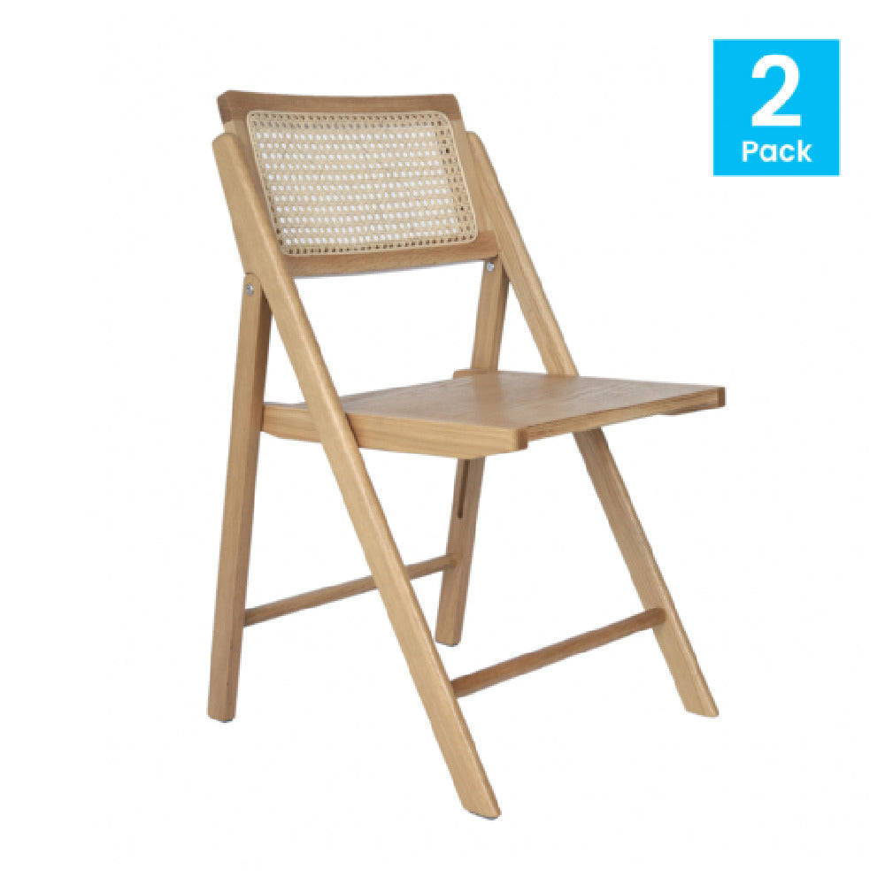 Flash Furniture SK-220905-NAT-GG Galene Folding Chair Cane Rattan Ventilated Back