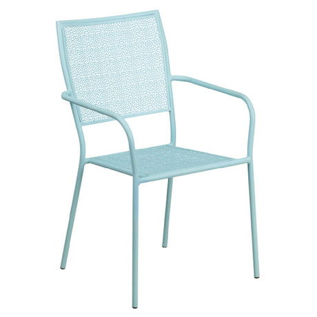 Flash Furniture CO-2-SKY-GG Patio Stacking Armchair Square Back Flower Design Back And Seat