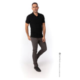 Chef Works TSME-BLK-L Men's Definity Shirt Short Sleeves V-neck Polo