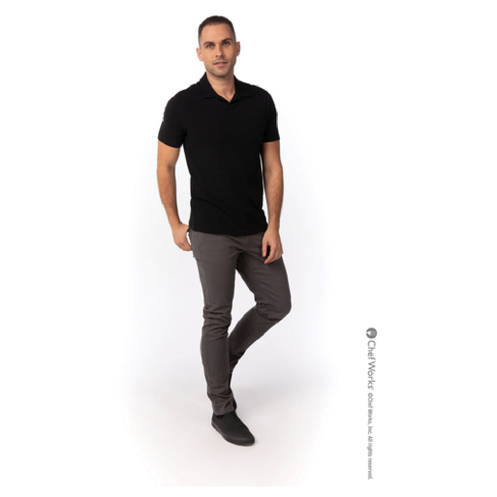 Chef Works TSME-BLK-M Men's Definity Shirt Short Sleeves V-neck Polo