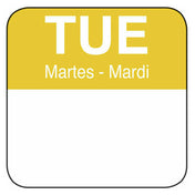 Hubert 42525 - Day Of The Week Label, "Tuesday", 1" X 1"
