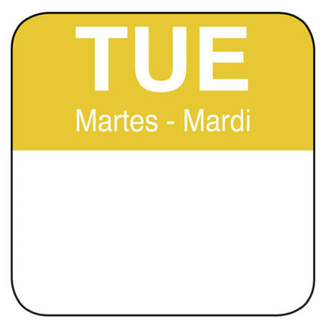 Hubert 42525 - Day Of The Week Label, "Tuesday", 1" X 1"