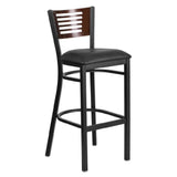 Flash Furniture XU-DG-6H1B-WAL-BAR-BLKV-GG Hercules Series Restaurant Bar Stool