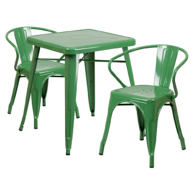 Flash Furniture CH-31330-2-70-GN-GG Table And Chair Set Includes (1) 23-3/4"W X 23-3/4"D X 29"H Table (footprint: 27-3/4"W X 27-3/4"D)