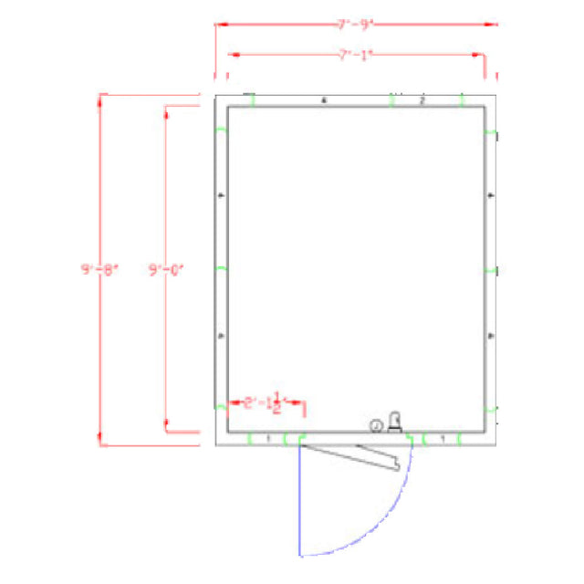 American Panel 8X10C-I Walk-In Cooler 7'-3-3/4" H X 7'-9" W X 9'-8" D Indoor