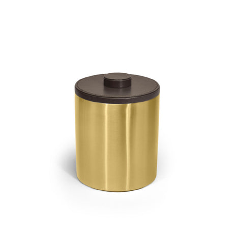 FOH RIB066GOS21 2qt Round Stainless Ice Bucket Matte Brass With London Brown Lid