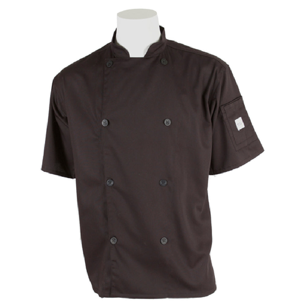 Mercer Culinary M61012BK6X Genesis Unisex Chef Jacket Short Sleeve (8) Traditional Buttons