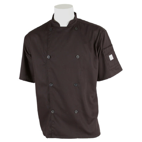 Mercer Culinary M61012BKXS Genesis Unisex Chef Jacket Short Sleeve (8) Traditional Buttons