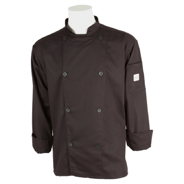 Mercer Culinary M61010BKXS Genesis Unisex Chef Jacket (8) Traditional Buttons Utility Shoulder Pocket