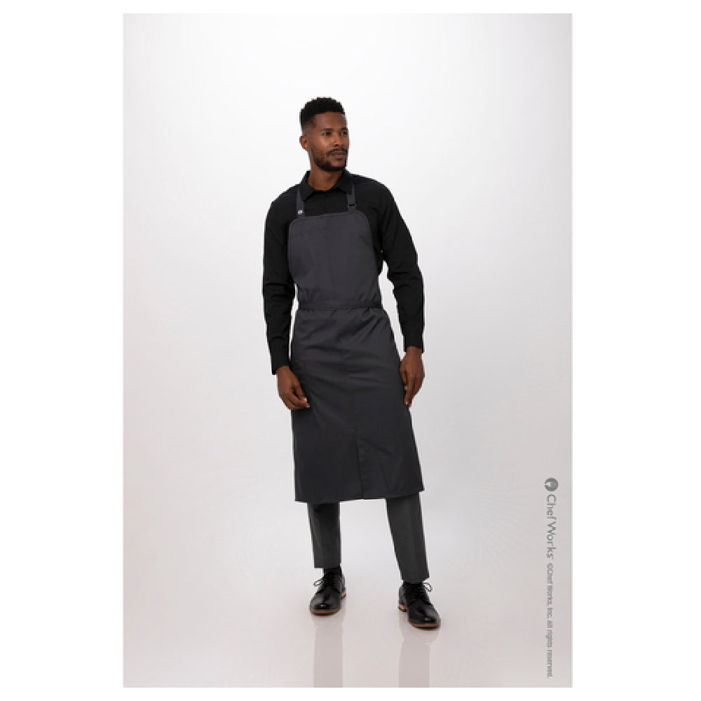 Chef Works ACN01-CHR-0 Brio Chef's Bib Apron 40"L X 43"W Adjustable Elastic Neck Strap