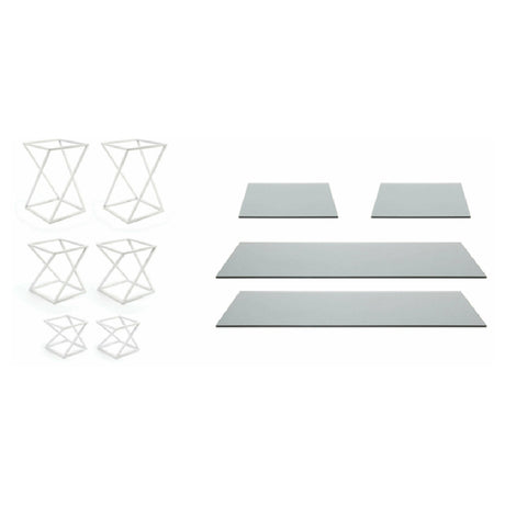 FOH BST036MUM28 Buffet Essentials Twist Smoke Glass On White Includes Two BRI005WHI28 Twist Risers Set Of 3 White
