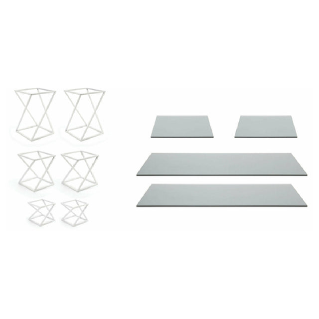 FOH BST036MUM28 Buffet Essentials Twist Smoke Glass On White Includes Two BRI005WHI28 Twist Risers Set Of 3 White