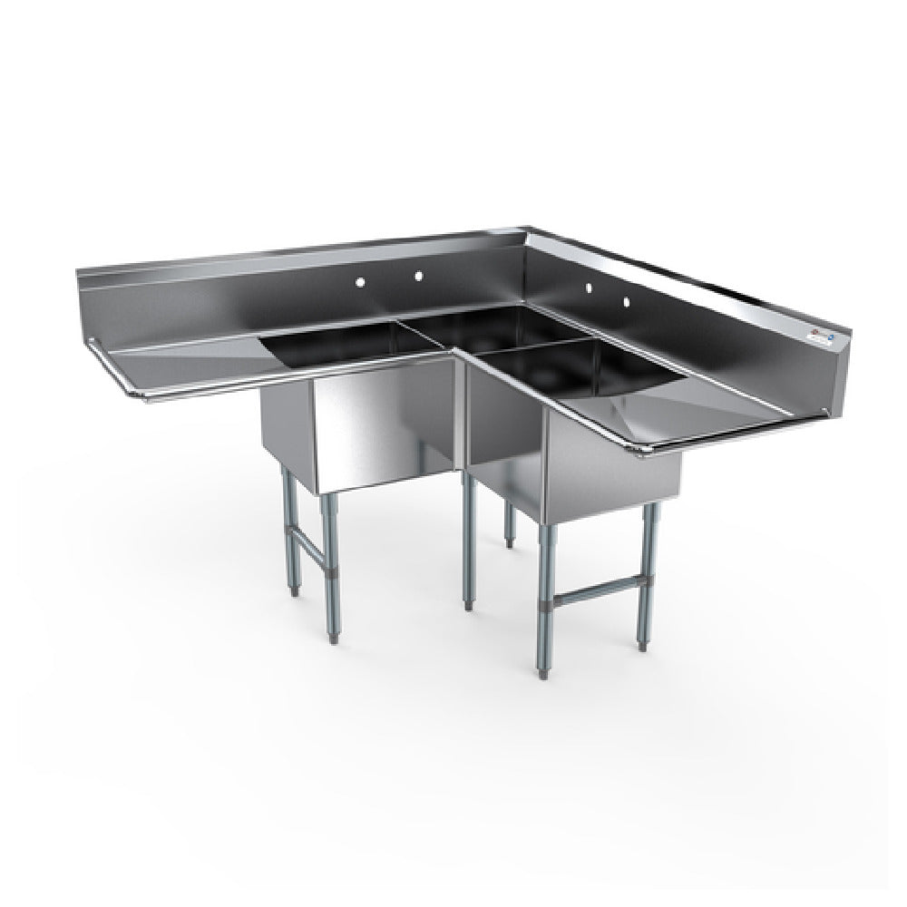 NBR Equipment 3CSG-181814LR18 Economy Corner Sink Three-compartment 56-15/16"W X 43-3/4"H