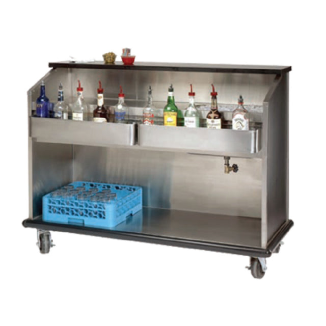 Advance Tabco AMS-5B Portable Bar 62-1/4"W X 27-1/4"D X 46-5/8"H Stainless Steel Workboard & Ice Bin