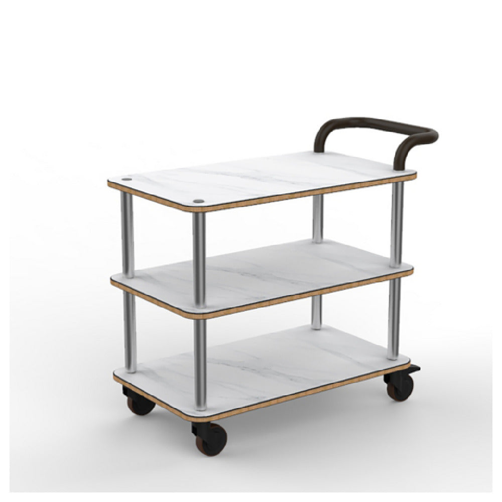 Steelite MGCRNX01CBXX Mogogo Rollin Service Cart With Leather Handle White Carrera Brushed Brass