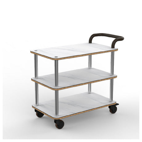 Steelite MGCRNX01CBXX Mogogo Rollin Service Cart With Leather Handle White Carrera Brushed Brass