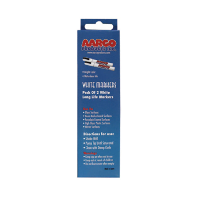 Aarco MFL-2W Markers (2) Vivid White Water Based Ink (2 Pack)