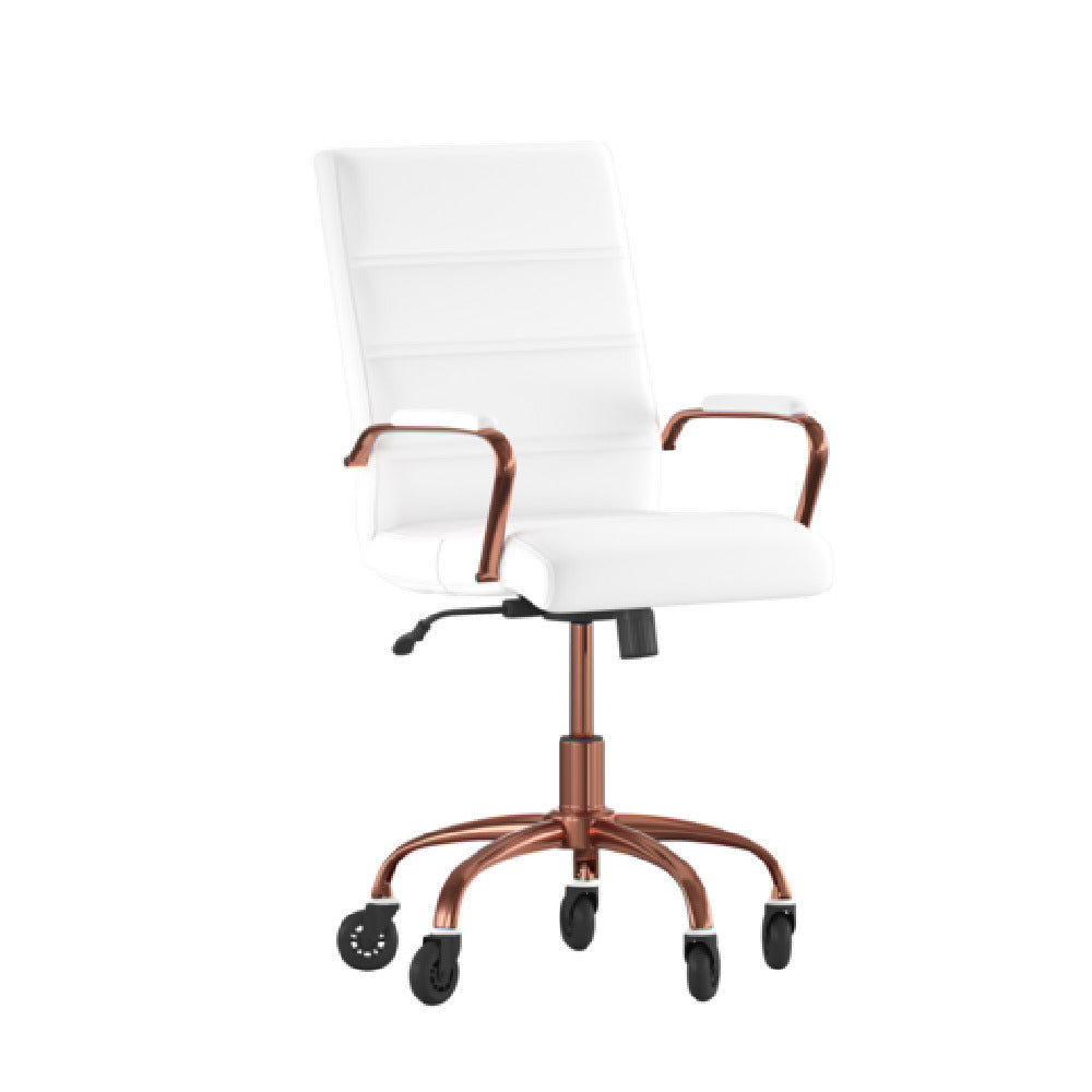 Flash Furniture GO-2286M-WH-RSGLD-RLB-GG Camilia Executive Swivel Office Chair