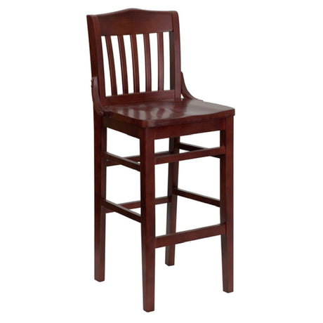 Flash Furniture XU-DG-W0006BAR-MAH-GG Hercules Series Restaurant Bar Stool Wood Schoolhouse Back