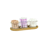 Cal Mil 23430-122 Renew 3 Jar Display 16"W X 6"D X 4"H Upcylced Rice Hulls Construction (includes 3 Round Jars)