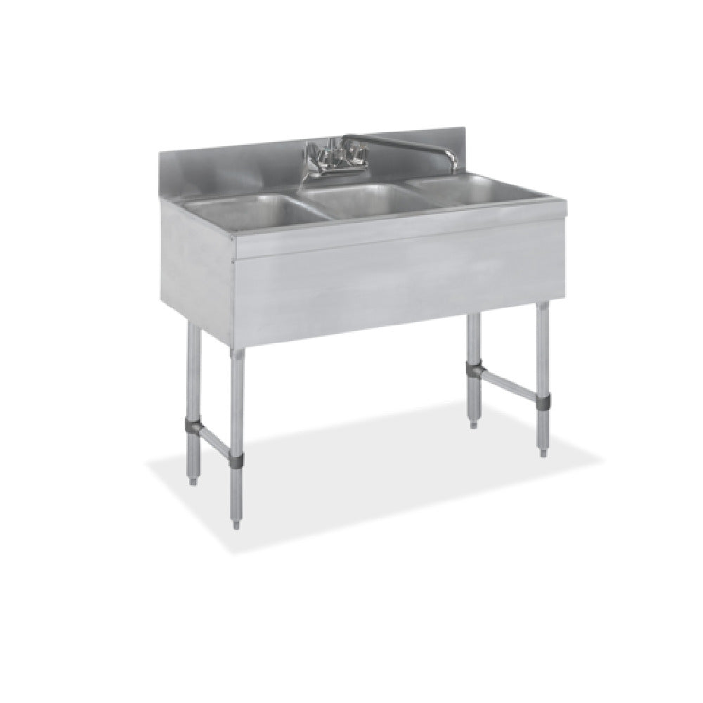 Steel Works Stainless SWBAR3B38 Three Compartment Underbar Sink 38-1/2" X 18-3/4" X 33"H