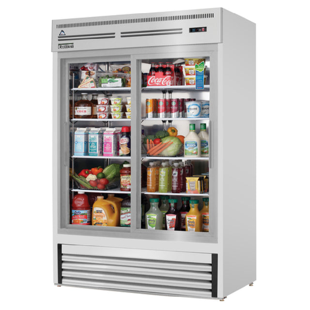 Everest Refrigeration EMGR48-SS Reach-In Glass Door Merchandiser Refrigerator Two-section