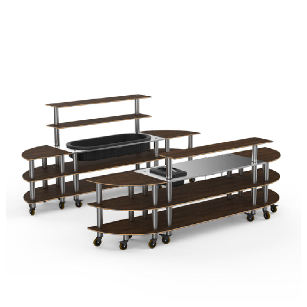 Steelite MGCMLC13WSXW Modular Pro And Back Bar W Ext Corners Lg Ice Bin Bengali Mango Wood Ss On Casters