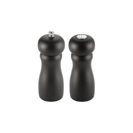 CAC China PMW2-S6BK Pepper Mill & Salt Shaker Set 6"H Ergonomic Metal Grinding Mechanism