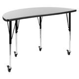 Flash Furniture XU-A48-HCIRC-GY-T-A-CAS-GG Activity Table 47-1/2"W X 24"D X 22" To 30" Adjustable Height