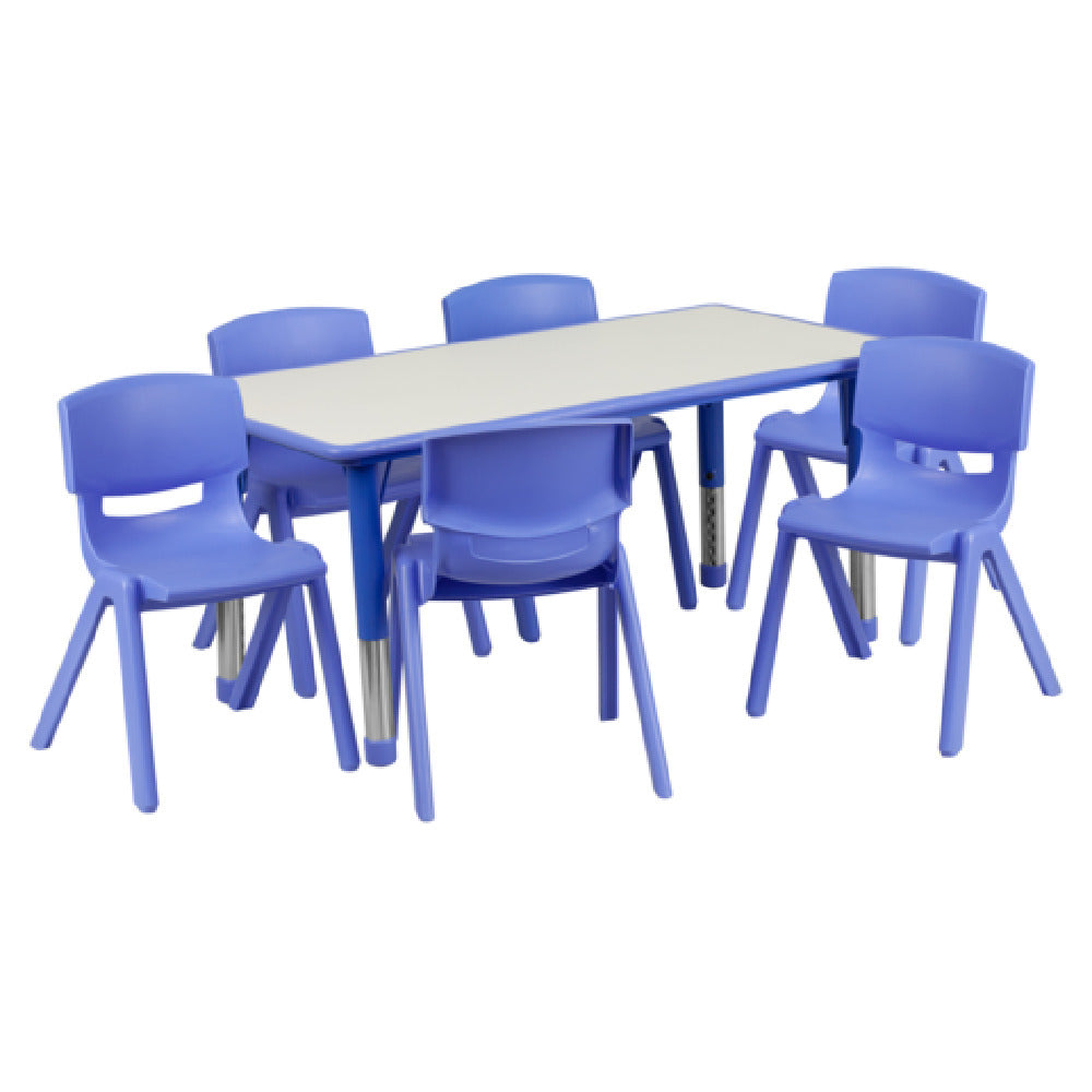 Flash Furniture YU-YCY-060-0036-RECT-TBL-BLUE-GG Preschool Activity Table Set Includes (1) Table: 47-1/4"W X 23-5/8"D X 14-1/2" 23-3/4" Adjustable Height