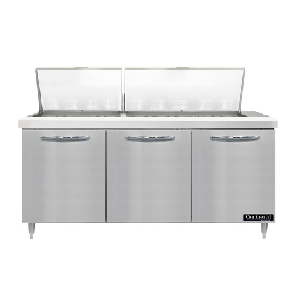 Continental Refrigerator D72N27M Designer Line Mighty Top Sandwich Unit 72"W Three-section