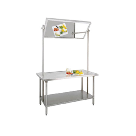 Advance Tabco VSS-DT-365 Demo Table 60"W X 36"D X 97"H With Table Mounted Glass Mirror (50-1/2W X 25-1/2"H) Inside Of Square Tubular Stainless Steel Frame