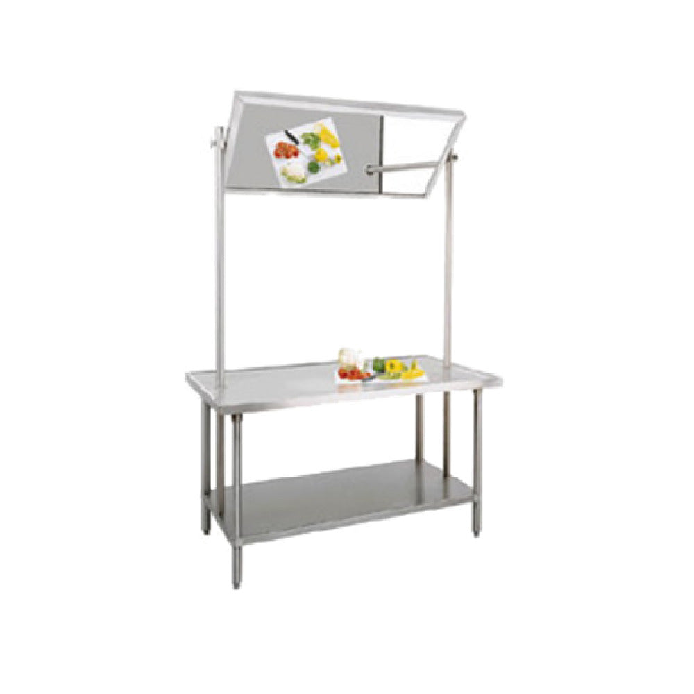 Advance Tabco VSS-DT-366 Demo Table 72"W X 36"D X 97"H With Table Mounted Glass Mirror (62-1/2W X 25-1/2"H) Inside Of Square Tubular Stainless Steel Frame