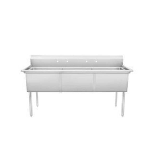 Atosa USA, Inc. SS2424F31N - Three Compartment Sink, 77"W X 29-1/2"D X 43-3/4"H, 24" X 24" X 14" Bowl Dimensions