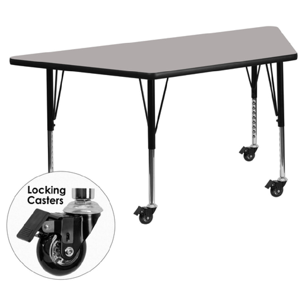 Flash Furniture XU-A3060-TRAP-GY-H-P-CAS-GG Activity Table 57-1/2"W X 26-1/4"D X 17-1/2" To 25-1/2" Adjustable Height