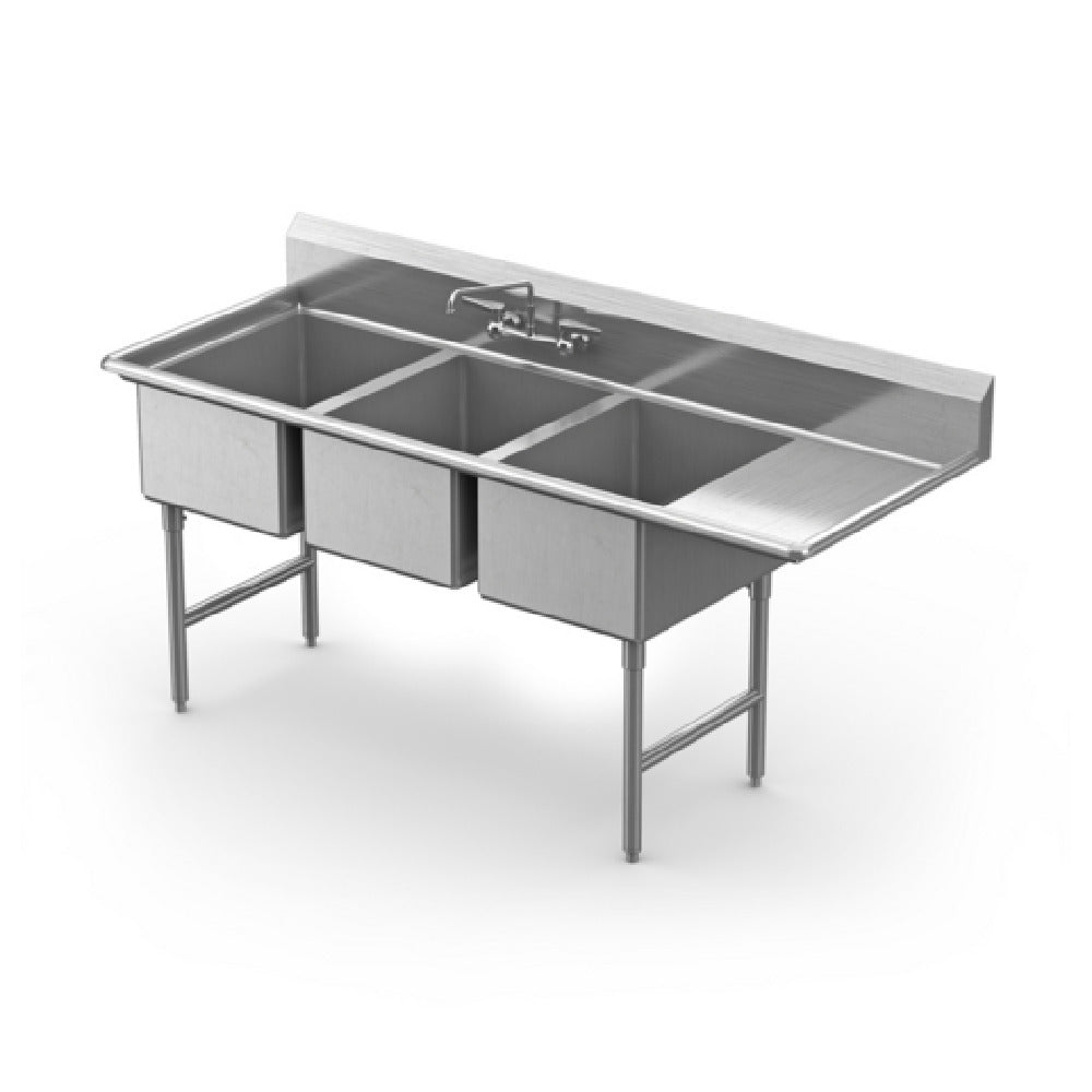 Winholt WS3T2028RD18 - Sink, Three Compartment, With 18" Right-hand Drainboard