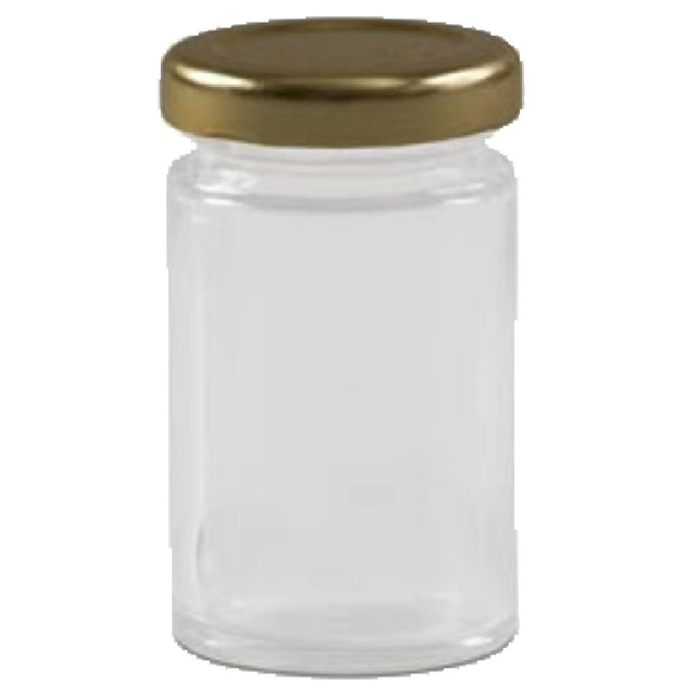 JB Prince X406 Mini Glass Jar 2.4 Oz. With Gold Plastic Screw Top Cap